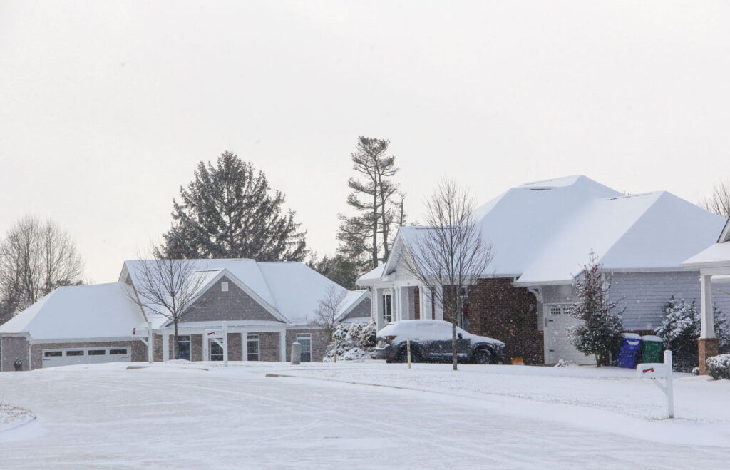 homes neighborhoods houses covered with snow